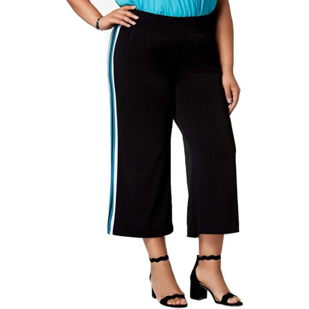 INC International Concepts Varsity-Stripe Cropped Wide-Leg Pants Plus Size 3X